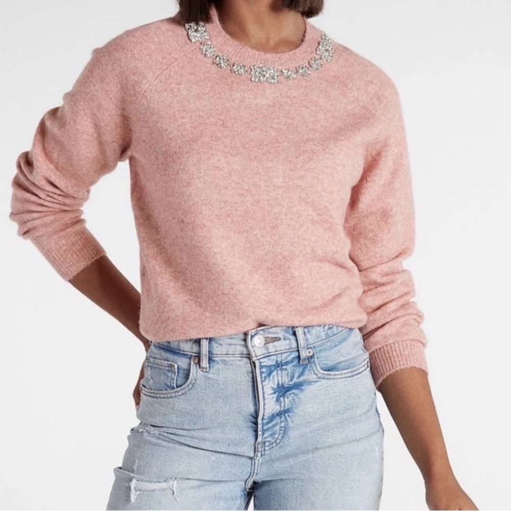 Express Embellished Pink Sweater